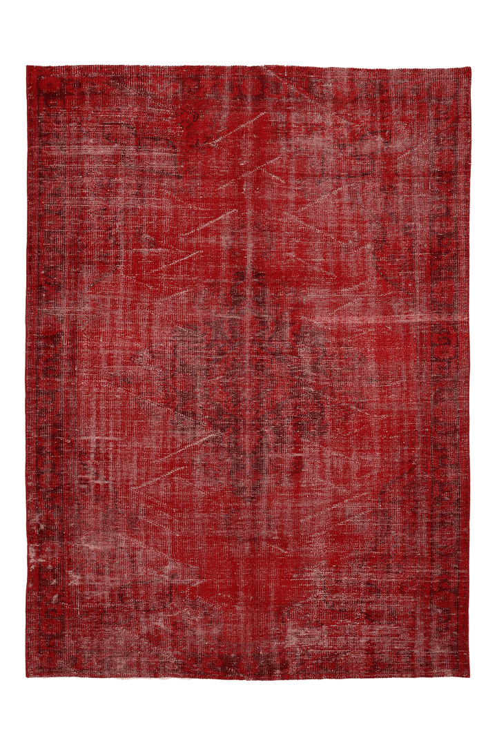 Vintage Manisa Turkish Area Rug 5x7 ft — Red Overdyed