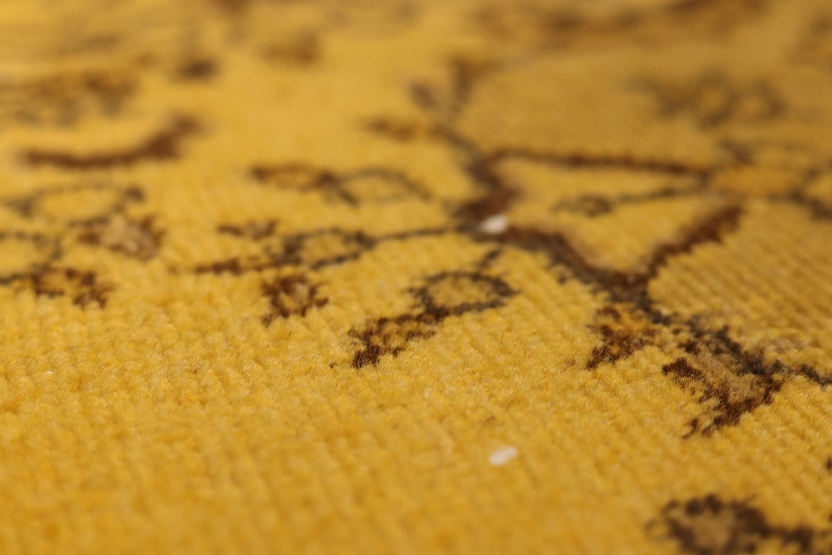 Vintage Isparta Turkish Area Rug 6x9 ft — Yellow & Brown Floral