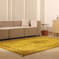 Vintage Isparta Turkish Area Rug 6x9 ft — Yellow & Brown Floral