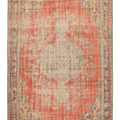 Vintage Manisa Turkish Area Rug 6x9 ft — Red & Beige Distressed
