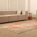 Vintage Manisa Turkish Area Rug 6x9 ft — Red & Beige Distressed
