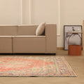 Vintage Manisa Turkish Area Rug 6x9 ft — Red & Beige Distressed