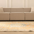 Vintage Manisa Turkish Area Rug 6x8 ft — Orange & Beige Floral