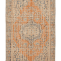 Vintage Manisa Turkish Area Rug 6x8 ft — Orange & Beige Floral