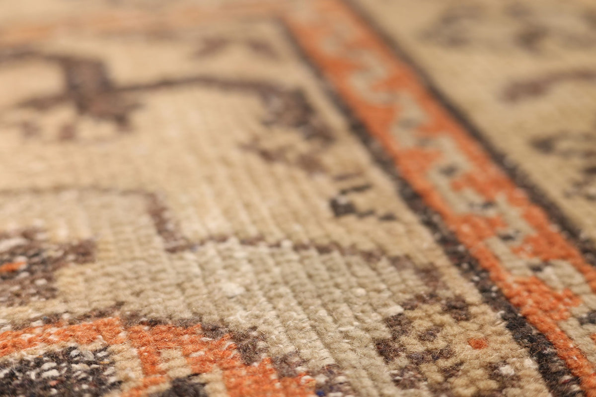 Vintage Isparta Turkish Area Rug 6x9 ft — Beige & Brown Floral