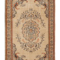 Vintage Isparta Turkish Area Rug 6x9 ft — Beige & Brown Floral