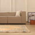 Vintage Manisa Turkish Area Rug 6x9 ft — Orange & Blue Floral