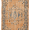Vintage Manisa Turkish Area Rug 6x9 ft — Orange & Blue Floral