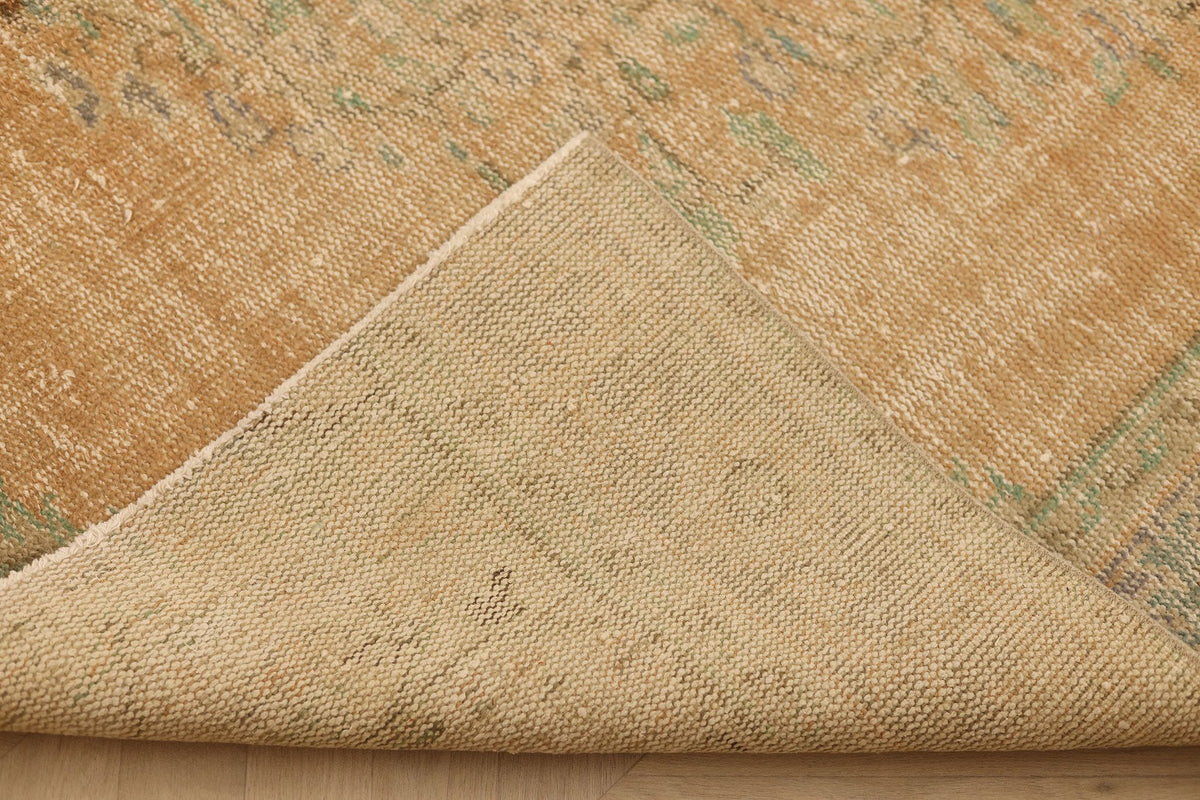 Vintage Manisa Turkish Area Rug 6x8 ft — Brown & Beige Floral