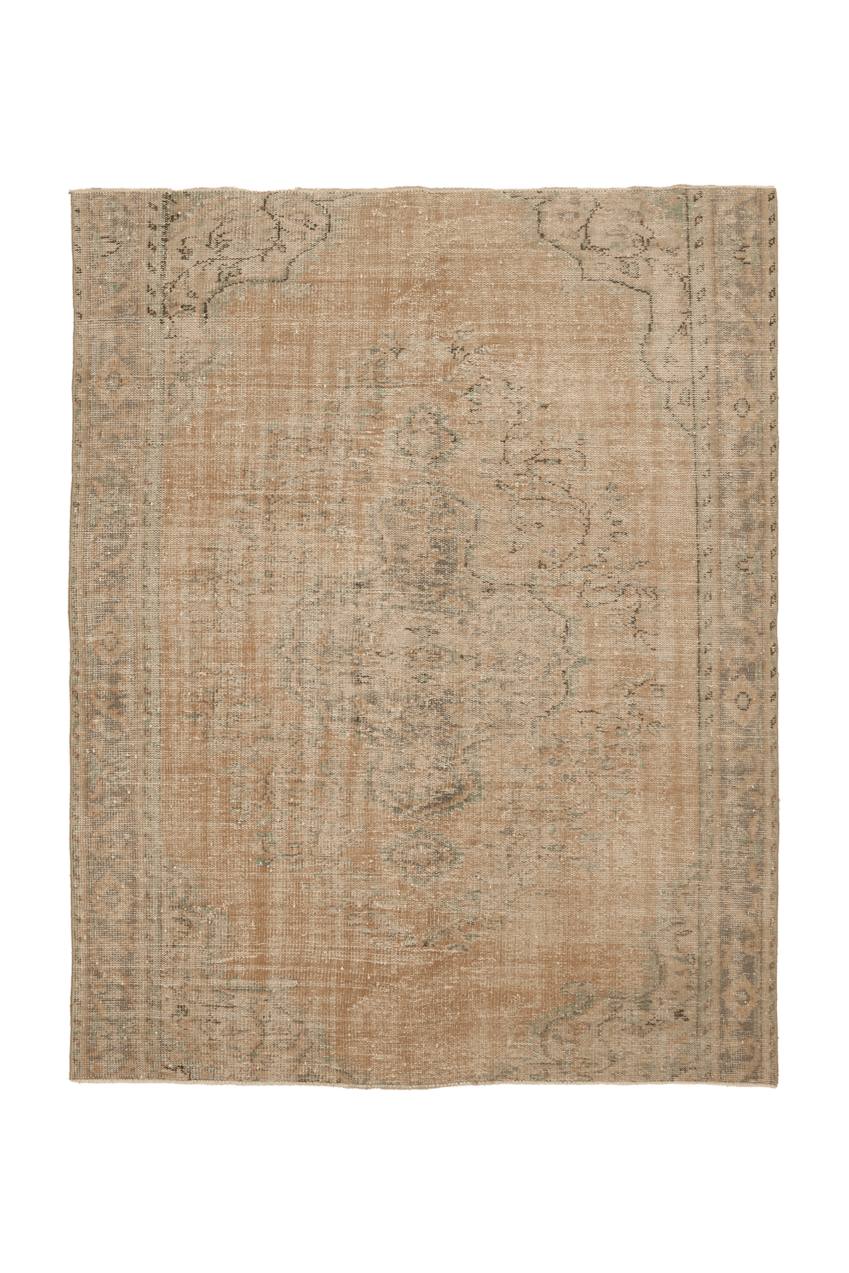 Vintage Manisa Turkish Area Rug 6x8 ft — Brown & Beige Floral