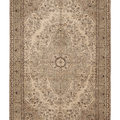 Vintage Isparta Turkish Area Rug 7x10 ft — Beige & Green Floral