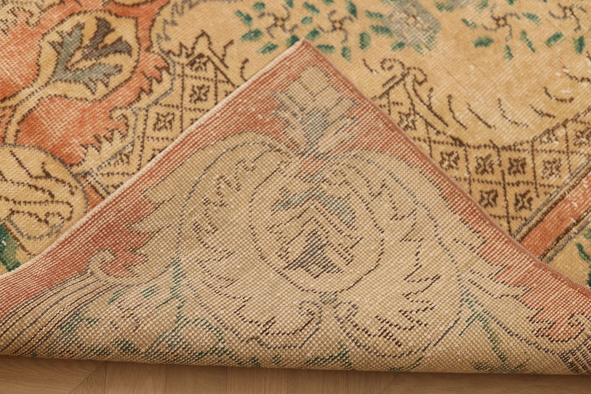 Vintage Isparta Turkish Area Rug 6x10 ft — Beige & Brown Floral