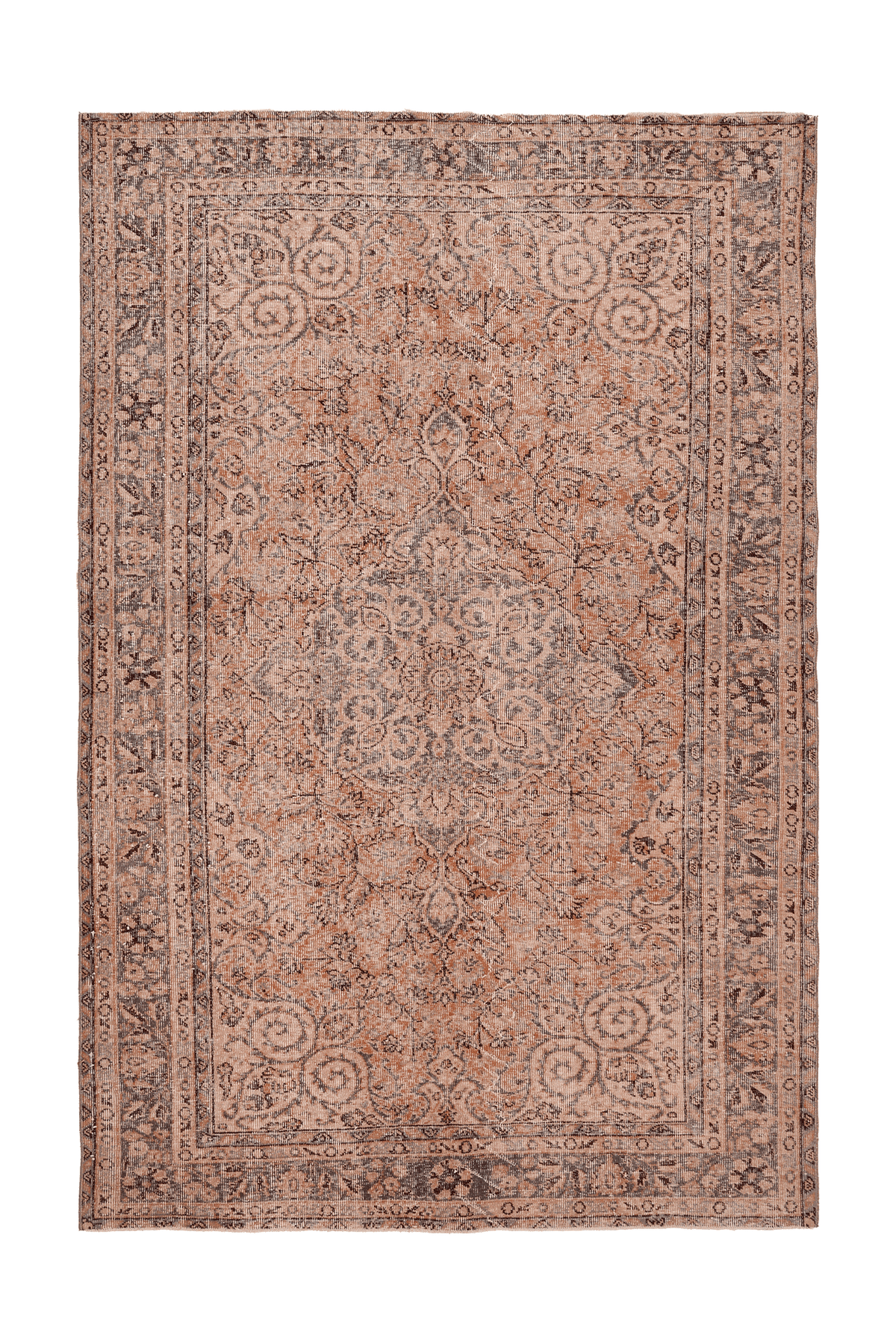 Vintage Isparta Turkish Area Rug 6x9 ft — Beige & Brown Floral