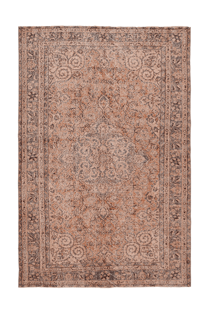 Vintage Isparta Turkish Area Rug 6x9 ft — Beige & Brown Floral