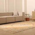 Vintage Manisa Turkish Area Rug 6x10 ft — Orange & Beige Floral