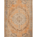 Vintage Manisa Turkish Area Rug 6x10 ft — Orange & Beige Floral