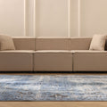 Vintage Isparta Turkish Area Rug 6x10 ft — Blue & Gray Floral