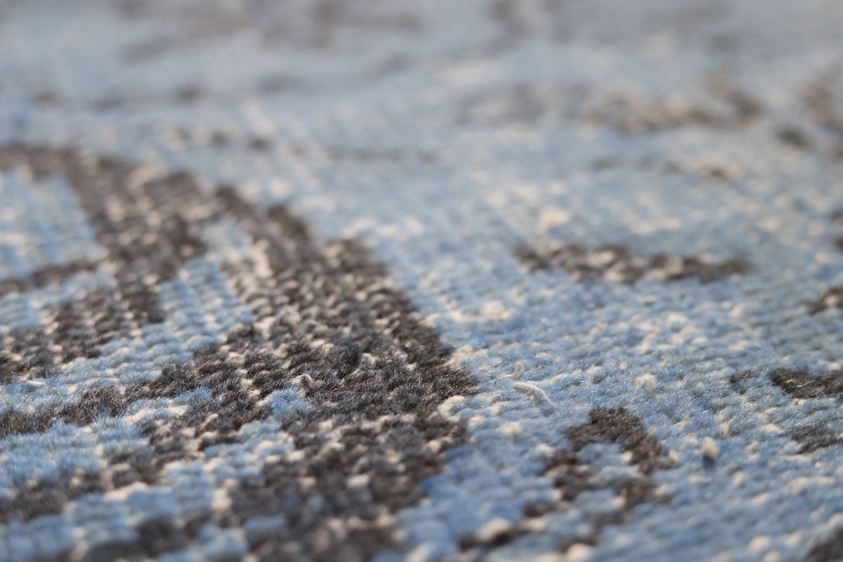 Vintage Isparta Turkish Area Rug 6x10 ft — Blue & Gray Floral