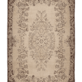 Vintage Isparta Turkish Area Rug 6x9 ft — Beige & Brown Floral