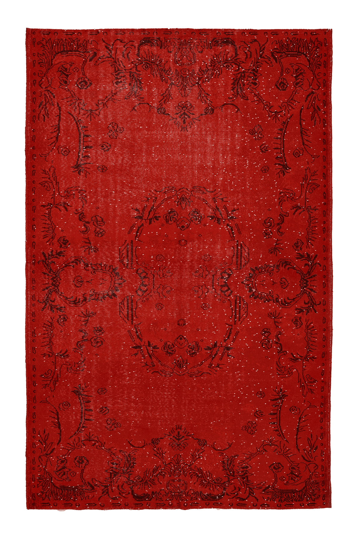 Vintage Isparta Turkish Area Rug 6x10 ft — Red Floral