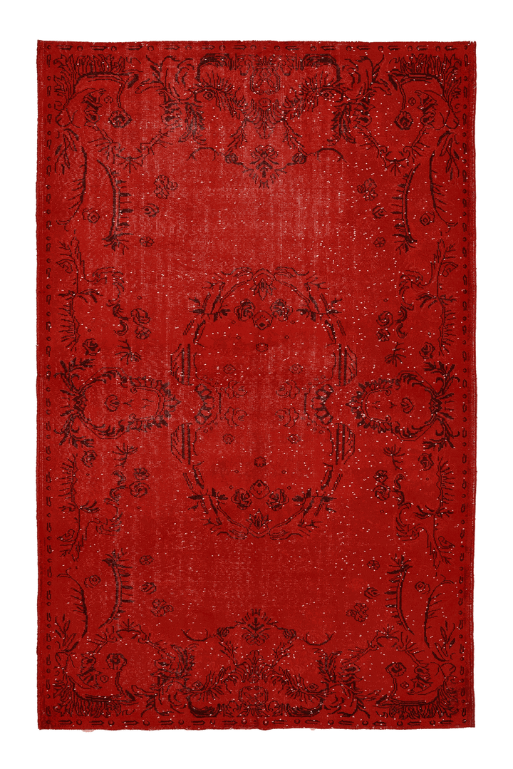 Vintage Isparta Turkish Area Rug 6x10 ft — Red Floral