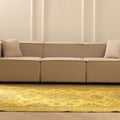 Vintage Isparta Turkish Area Rug 5x9 ft — Yellow & Brown Geometric