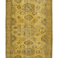 Vintage Isparta Turkish Area Rug 5x9 ft — Yellow & Brown Geometric