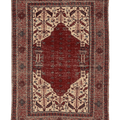 Vintage Isparta Turkish Area Rug 5x8 ft — Red & Beige Floral