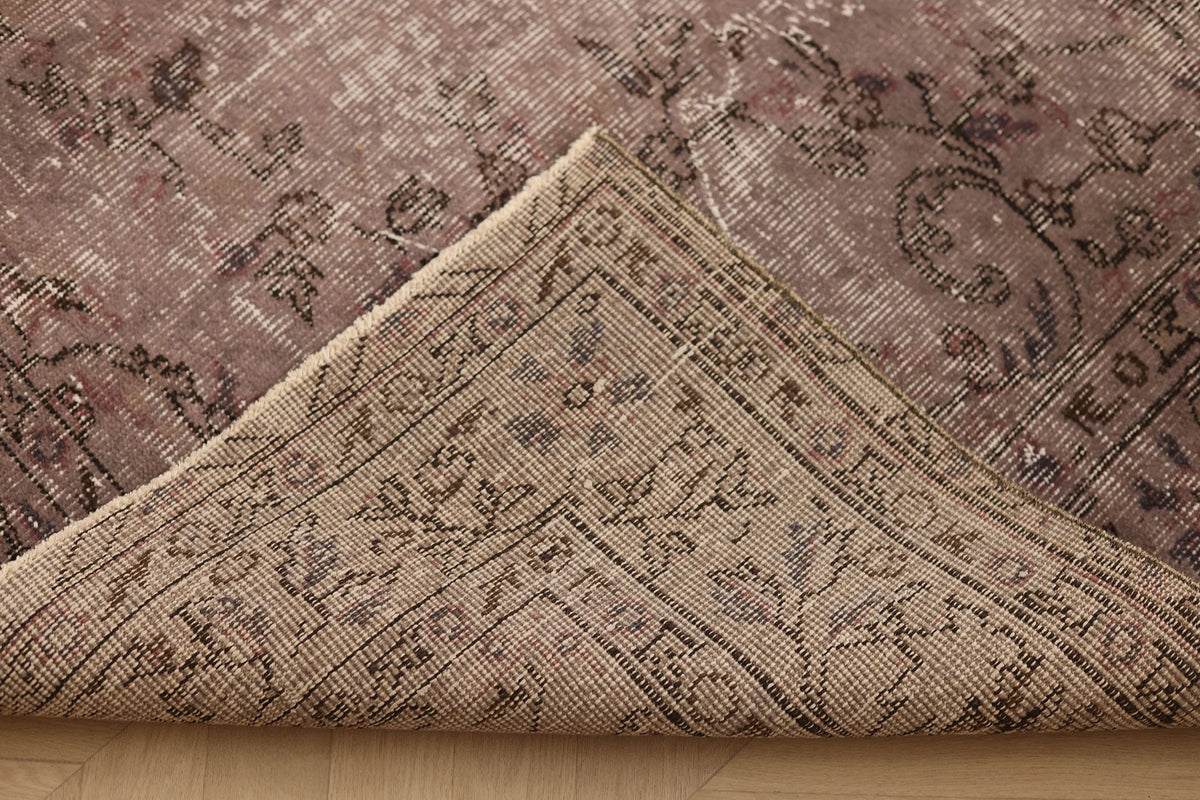 Vintage Isparta Turkish Area Rug 6x8 ft — Brown & Gray Floral