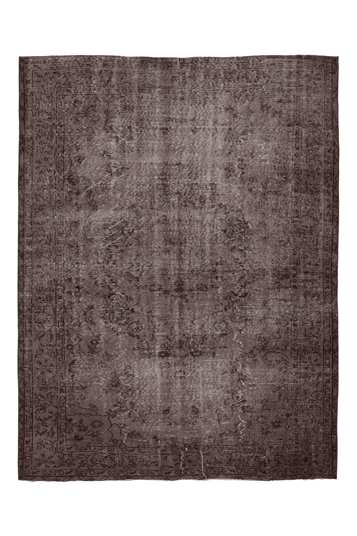Vintage Isparta Turkish Area Rug 6x8 ft — Brown & Gray Floral
