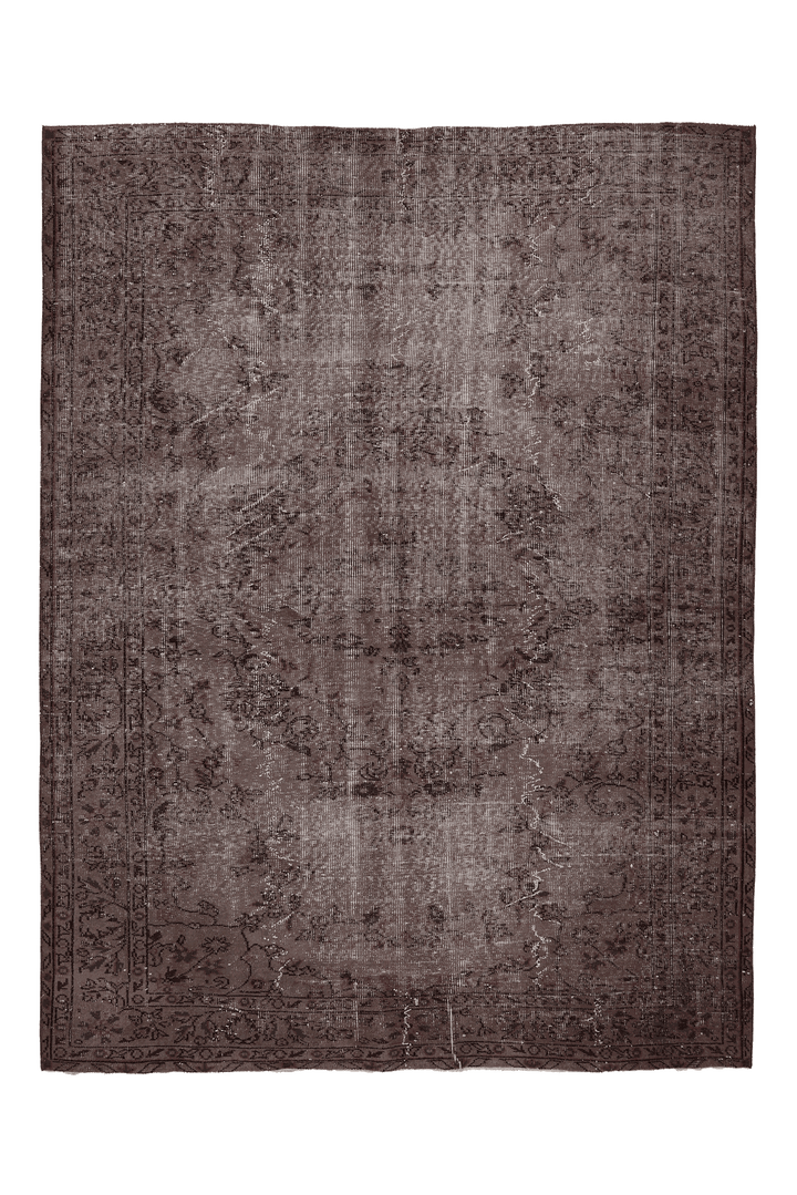 Vintage Isparta Turkish Area Rug 6x8 ft — Brown & Gray Floral