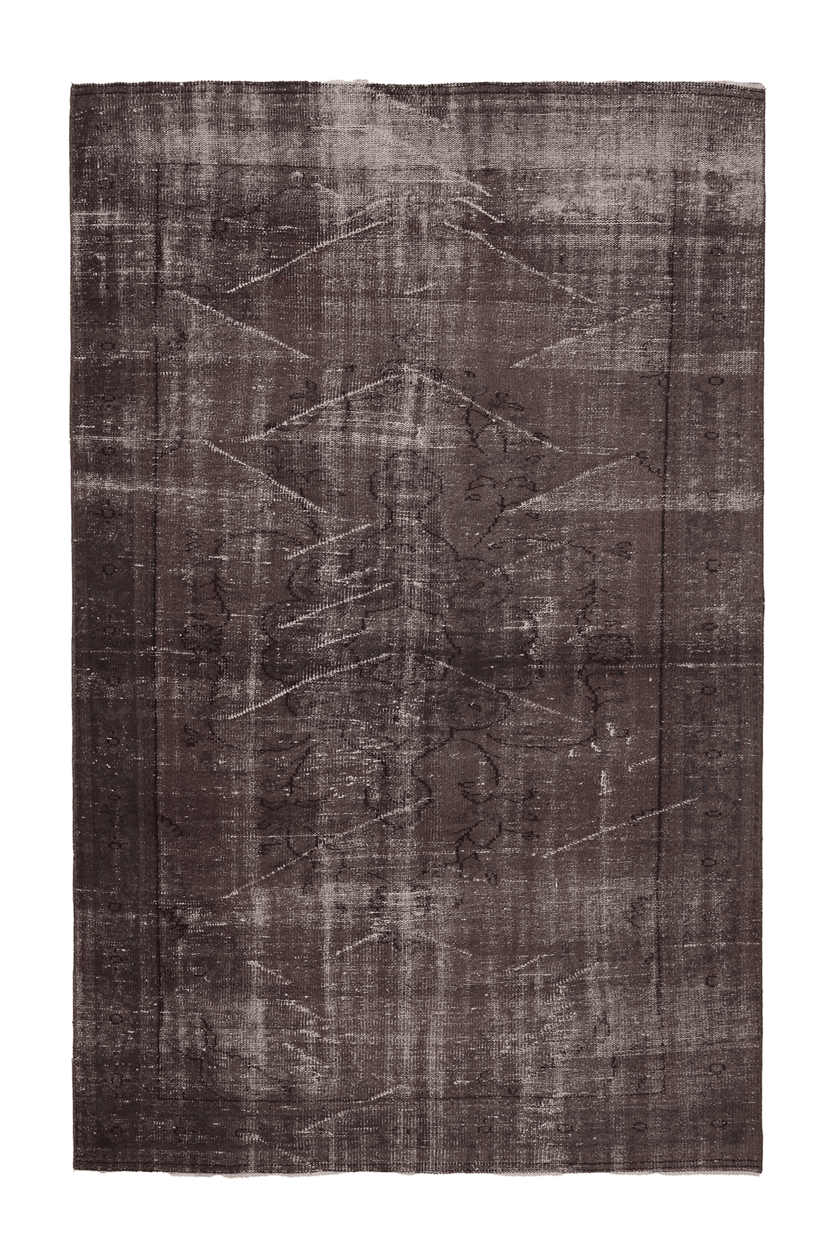 Vintage Isparta Turkish Area Rug 6x9 ft — Brown & Gray Floral