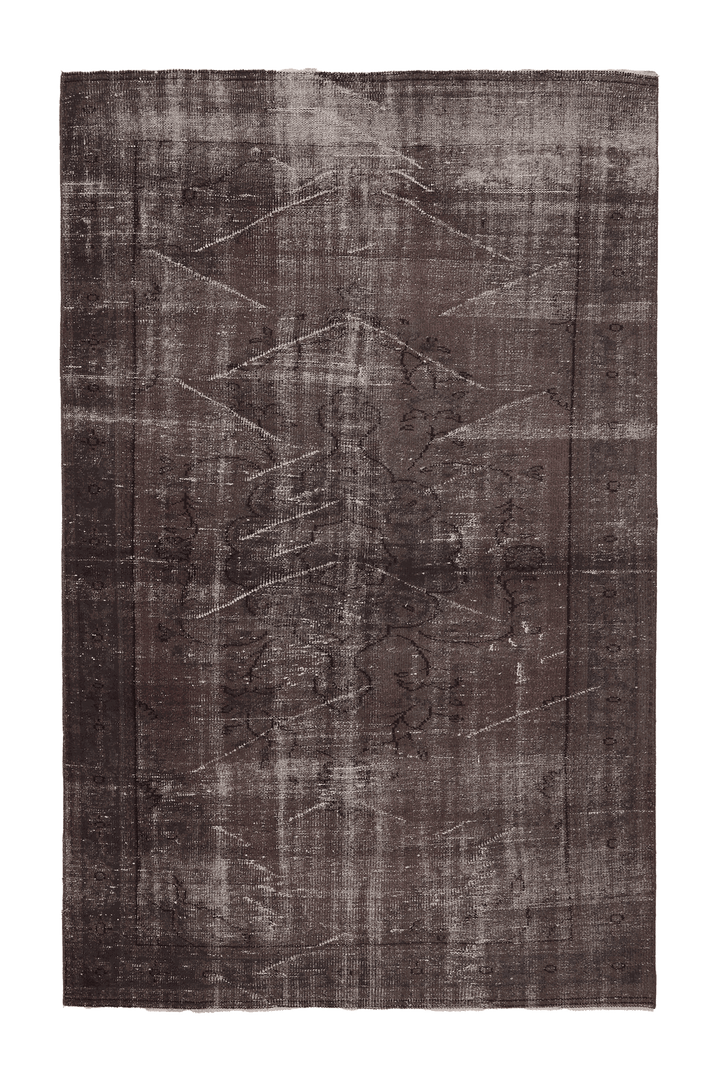 Vintage Isparta Turkish Area Rug 6x9 ft — Brown & Gray Floral