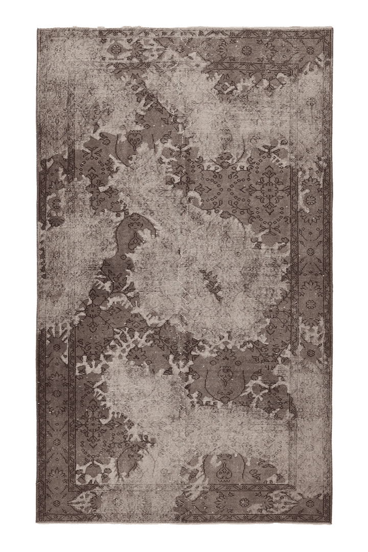 Vintage Isparta Turkish Area Rug 5x9 ft — Gray & Beige Floral