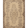 Vintage Isparta Turkish Area Rug 6x9 ft — Beige & Brown Floral