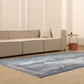 Vintage Isparta Turkish Area Rug 6x9 ft — Blue & Gray Floral