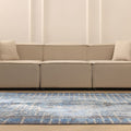 Vintage Isparta Turkish Area Rug 6x9 ft — Blue & Gray Floral