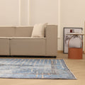 Vintage Isparta Turkish Area Rug 6x9 ft — Blue & Gray Floral