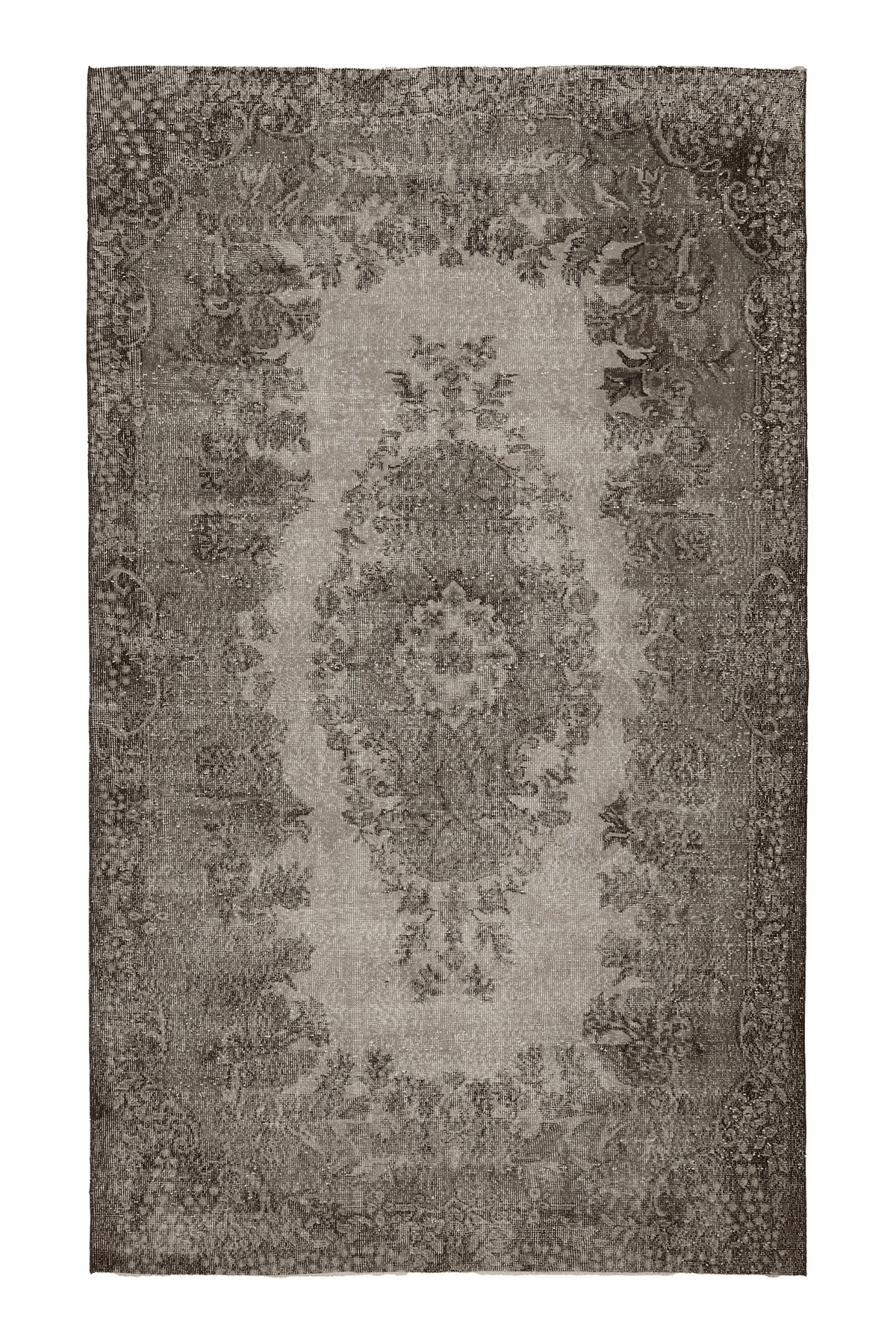Vintage Isparta Turkish Area Rug 6x9 ft — Gray & Beige Floral