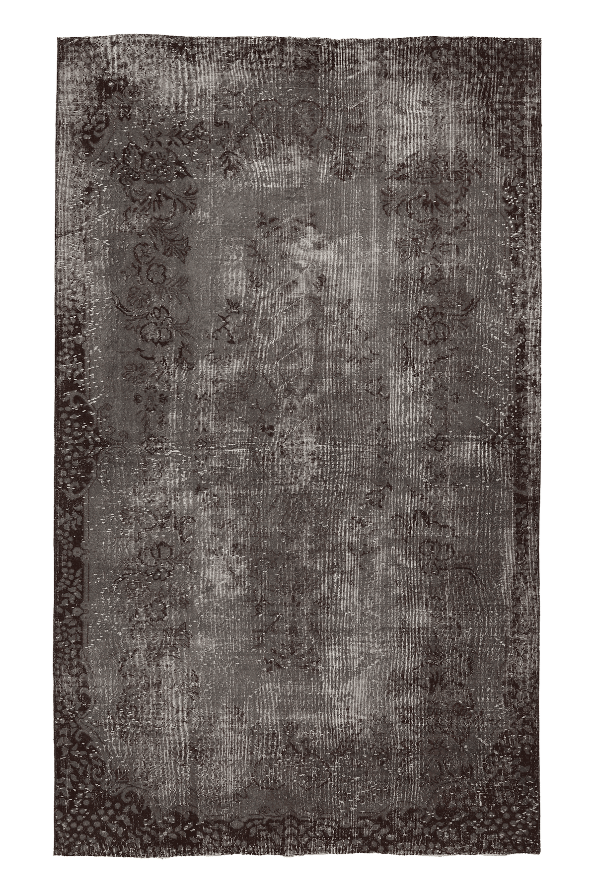 Vintage Isparta Turkish Area Rug 6x10 ft — Gray & Brown Floral