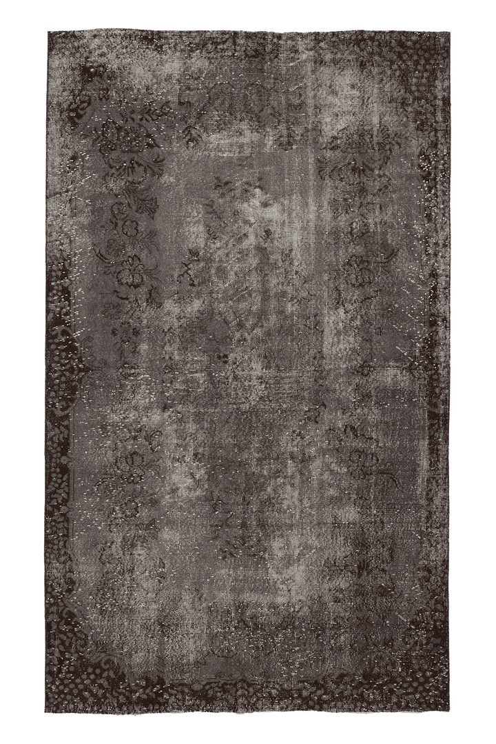 Vintage Isparta Turkish Area Rug 6x10 ft — Gray & Brown Floral