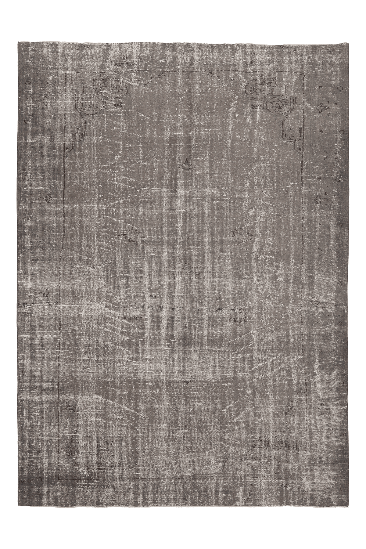 Vintage Isparta Turkish Area Rug 6x9 ft — Gray & Beige Floral