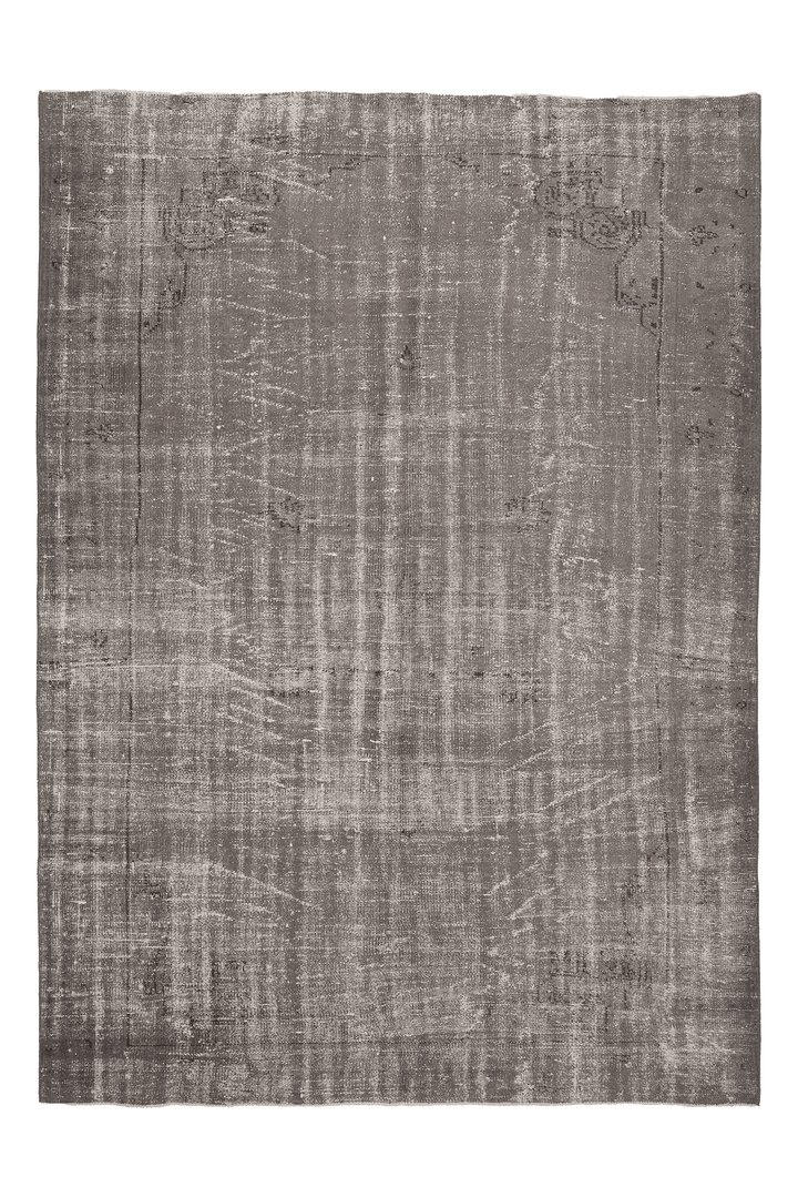 Vintage Isparta Turkish Area Rug 6x9 ft — Gray & Beige Floral