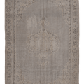 Vintage Isparta Turkish Area Rug 7x10 ft — Gray & Beige Floral