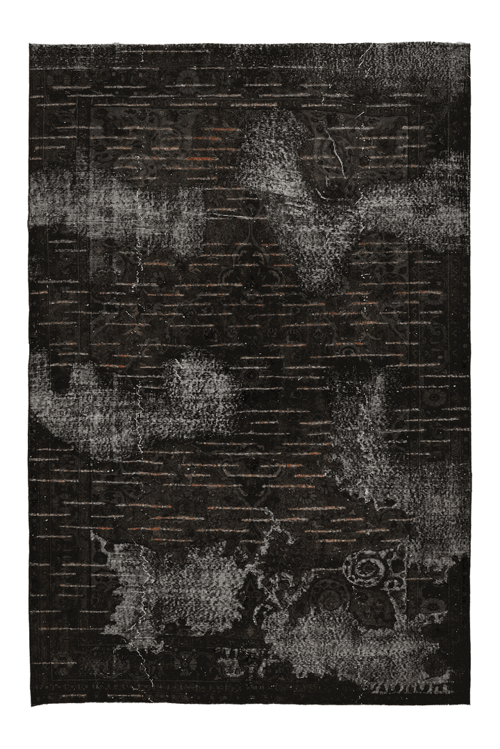 Vintage Isparta Turkish Area Rug 7x10 ft — Gray & Brown Floral