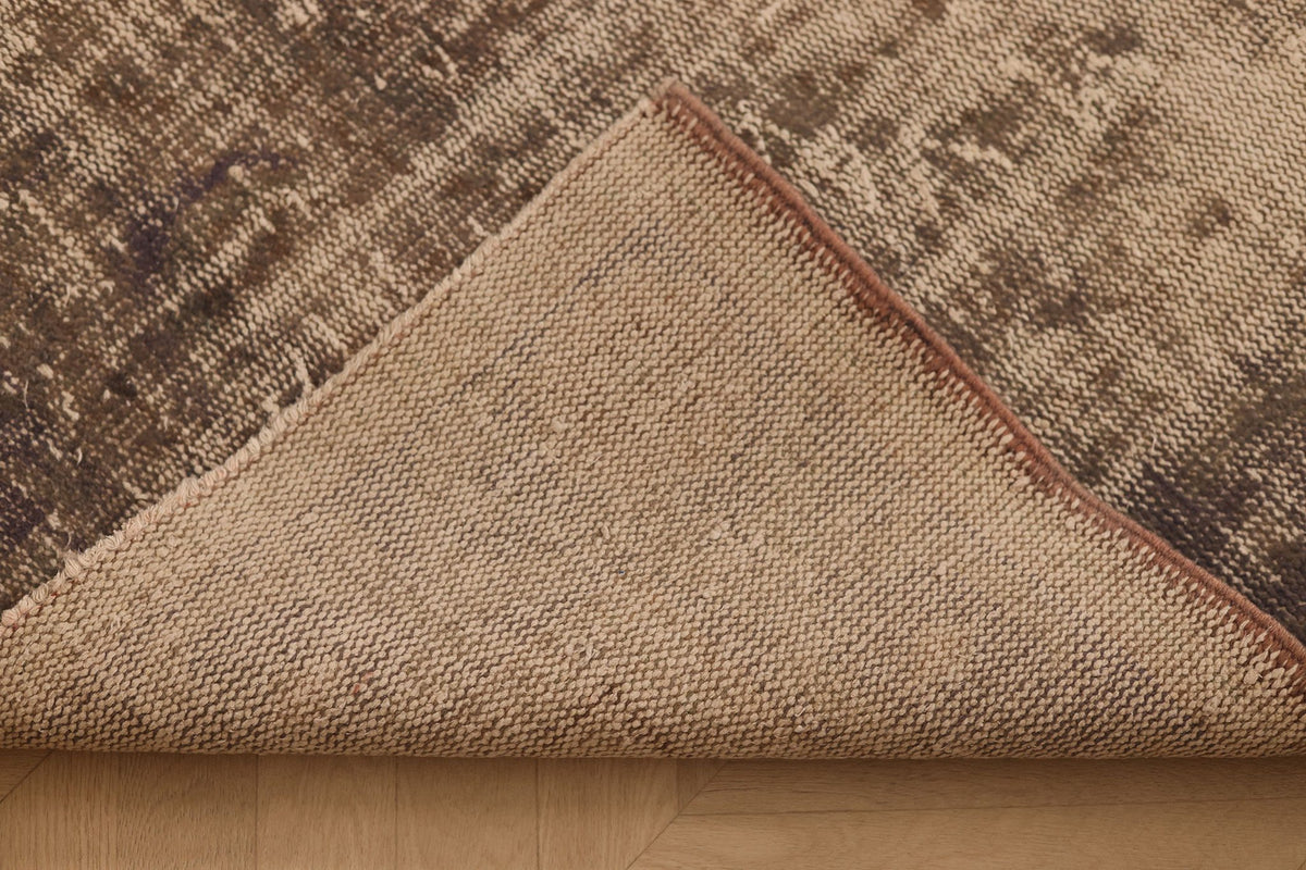 Vintage Isparta Turkish Area Rug 7x11 ft — Brown & Gray Floral