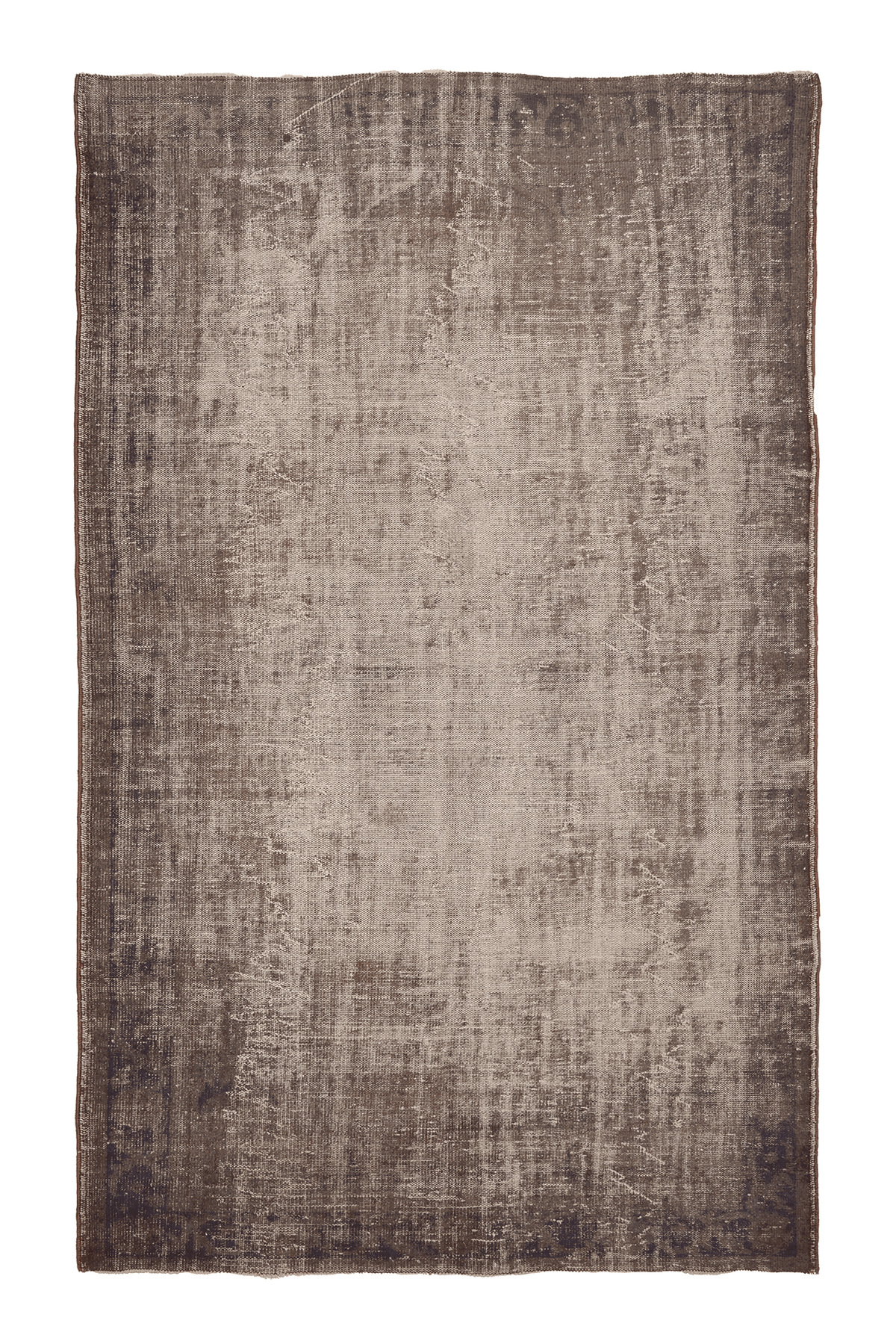 Vintage Isparta Turkish Area Rug 7x11 ft — Brown & Gray Floral