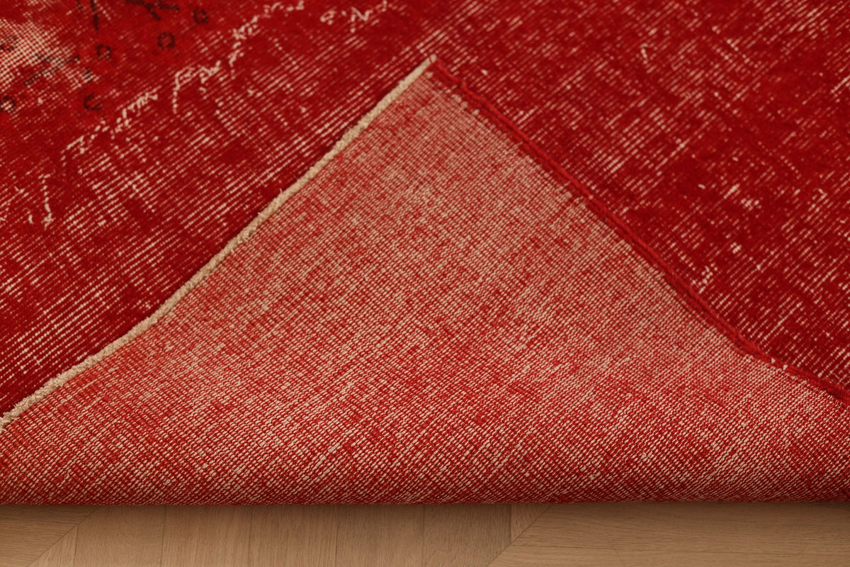 Vintage Isparta Turkish Area Rug 6x9 ft — Red Overdyed
