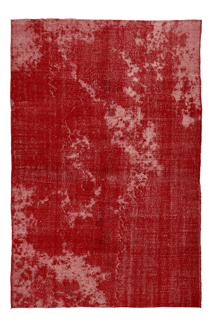 Vintage Isparta Turkish Area Rug 6x9 ft — Red Overdyed
