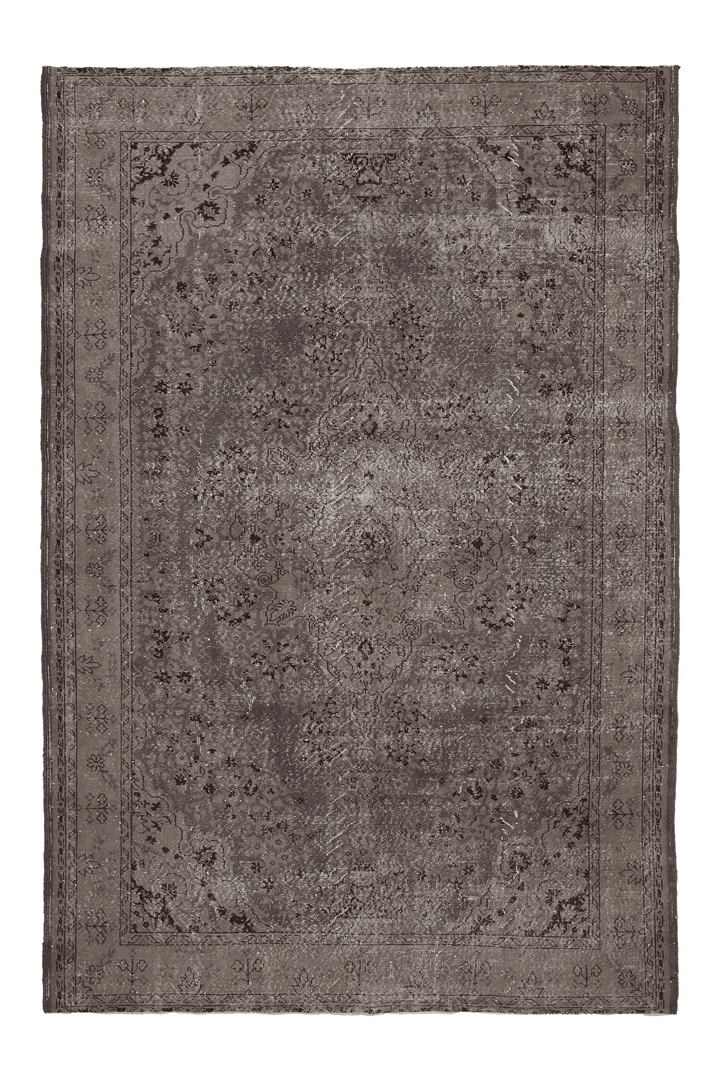 Vintage Isparta Turkish Area Rug 7x10 ft — Gray & Brown Floral